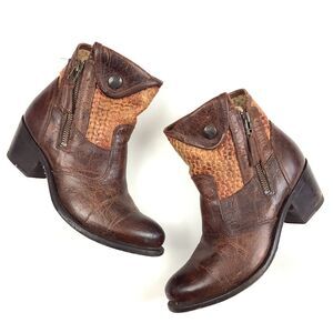 Sonora Isabella Leather Ankle Boots Booties Women's 6 - 6.5 B Brown Western